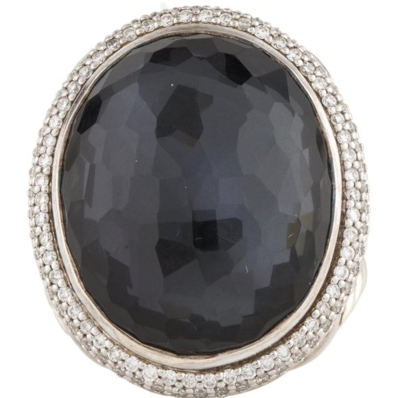 DAVID YURMAN BLACK ORCID AMETHYST HEMATITE DOUBLET STERLING SILVER -DIAMOND RING - Picture 2 of 4